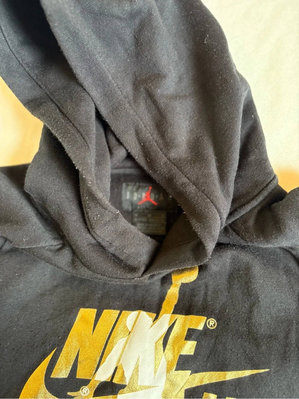 Nike Black Hoodie with Metallic Gold Logo - Picture 2 of 3